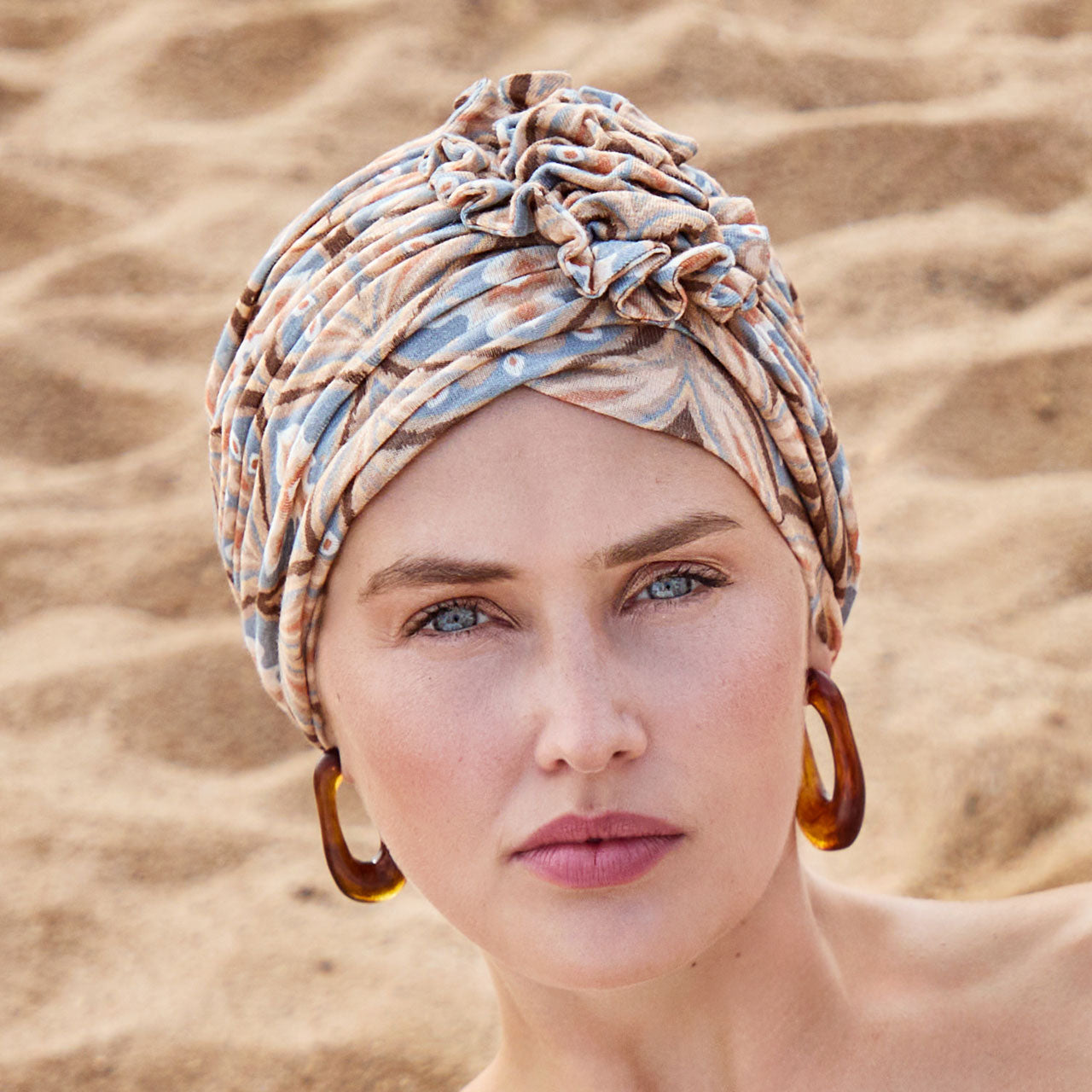 HocLotus Turban - Printed (Linen) 4081 Touch of Gold