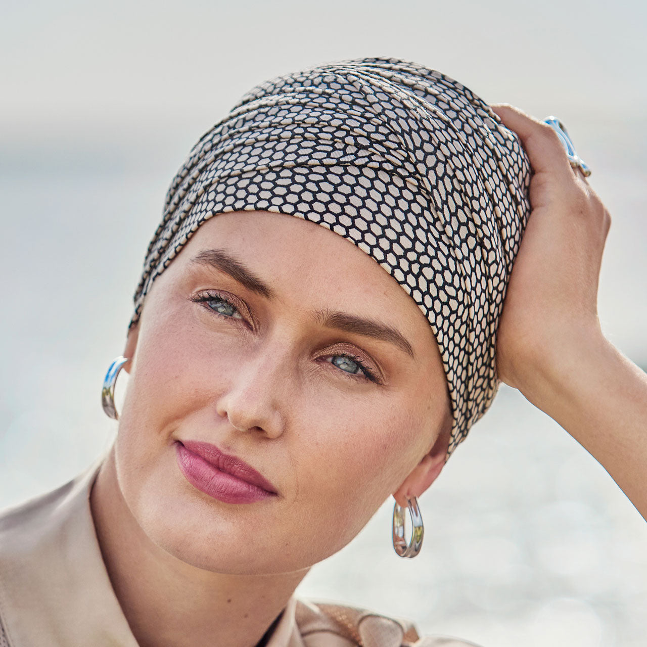 HocShanti Turban - Printed 4076 Beige Snake