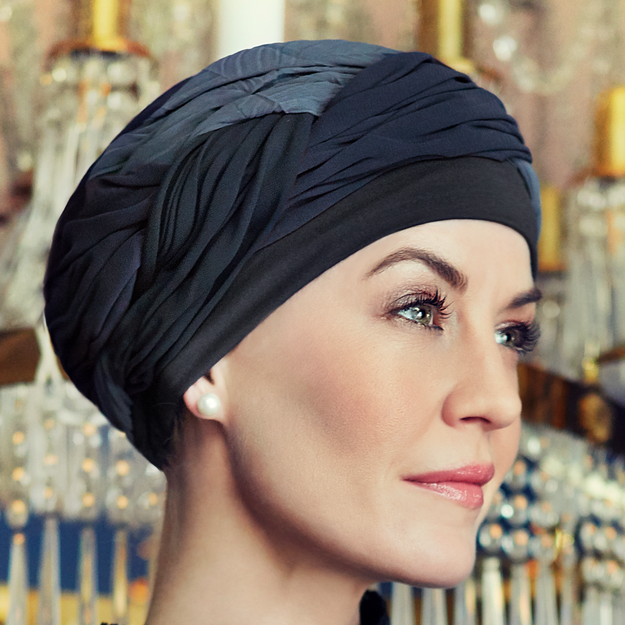 HocGuna Turban with Chiffon 0211 Black